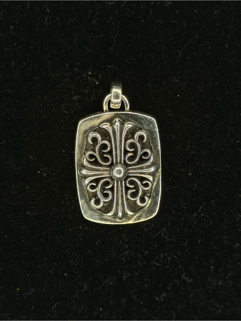 Chrome Hearts Floral Double Floral Cross Dog Tag Unisex Pendant